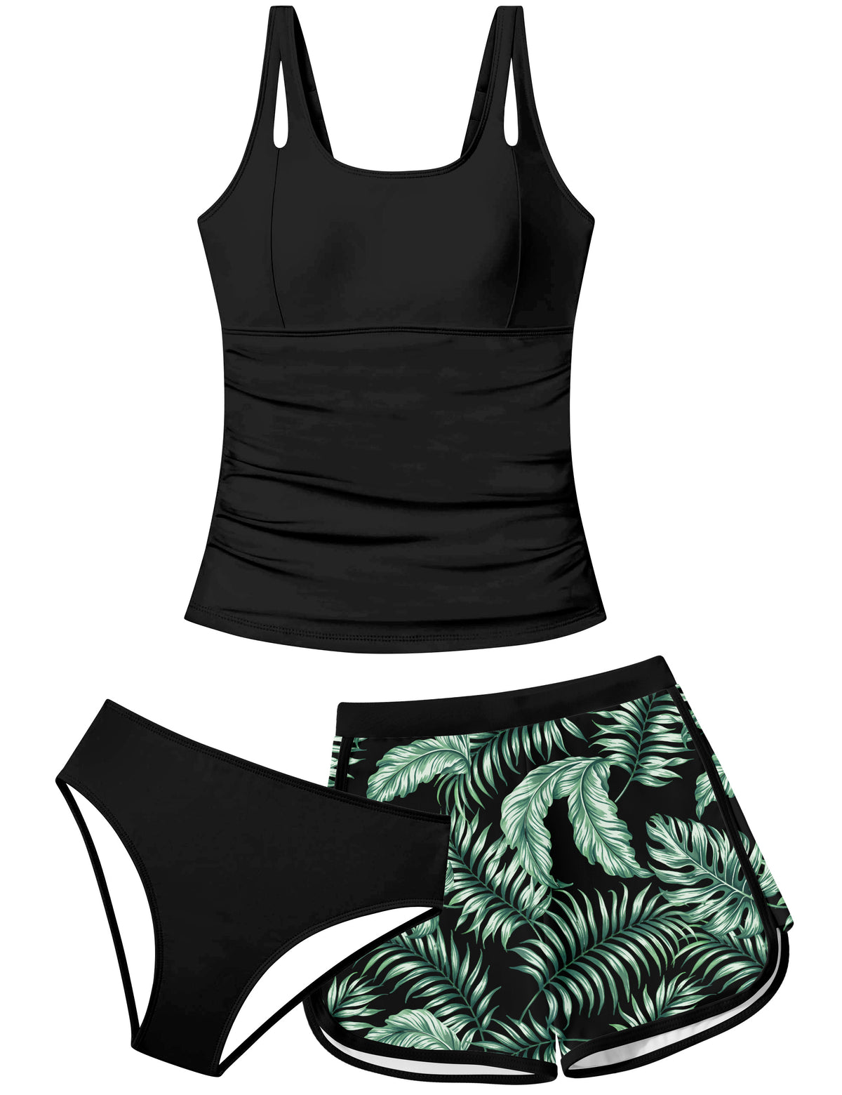 Lanbubble Girls Tankini Swimsuits for Teens 2 Piece Padded Bathing Suit Drawstring Swimwear Set 9-16T