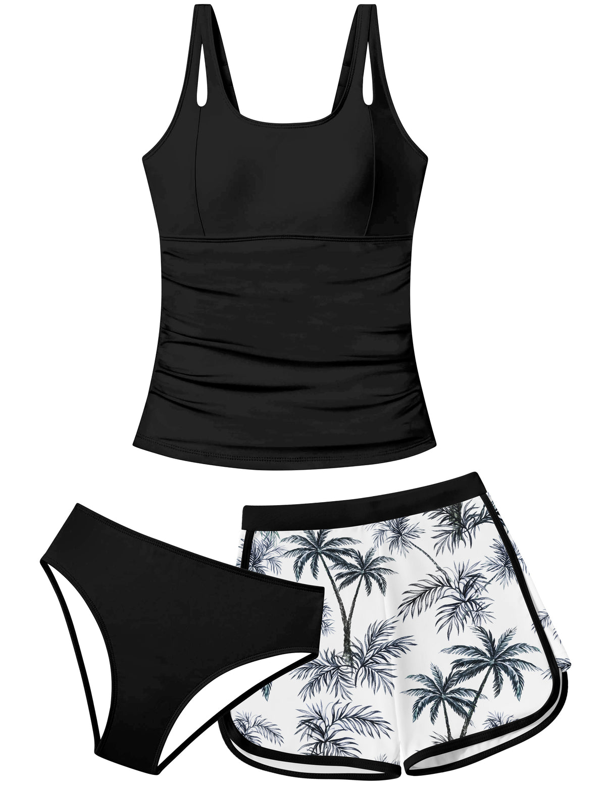 Lanbubble Girls Tankini Swimsuits for Teens 2 Piece Padded Bathing Suit Drawstring Swimwear Set 9-16T