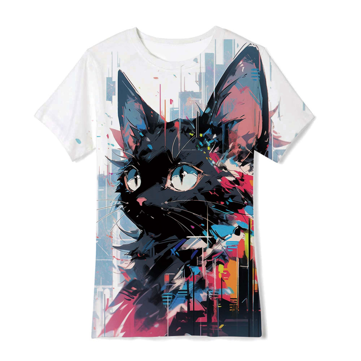Lanbubble Girls Short Sleeve Graphic T-Shirt Fashion Cat Tee, Sizes 7-12