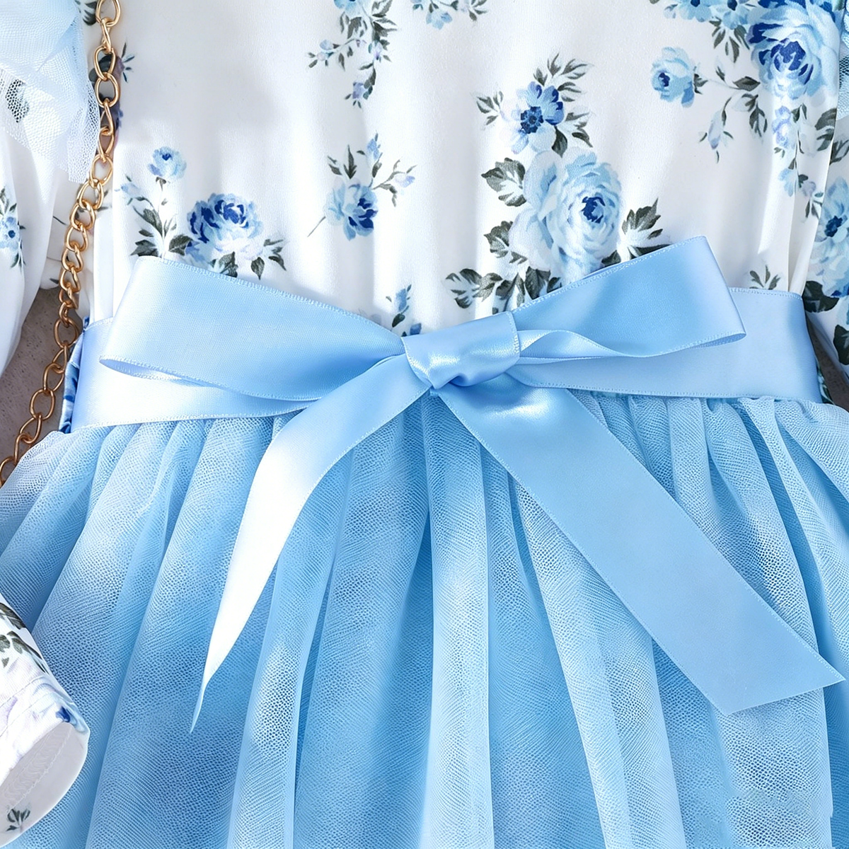 Lanbubble Girls Floral Tutu Dress Long Sleeve Tulle Princess Party Dress 3-7 Years