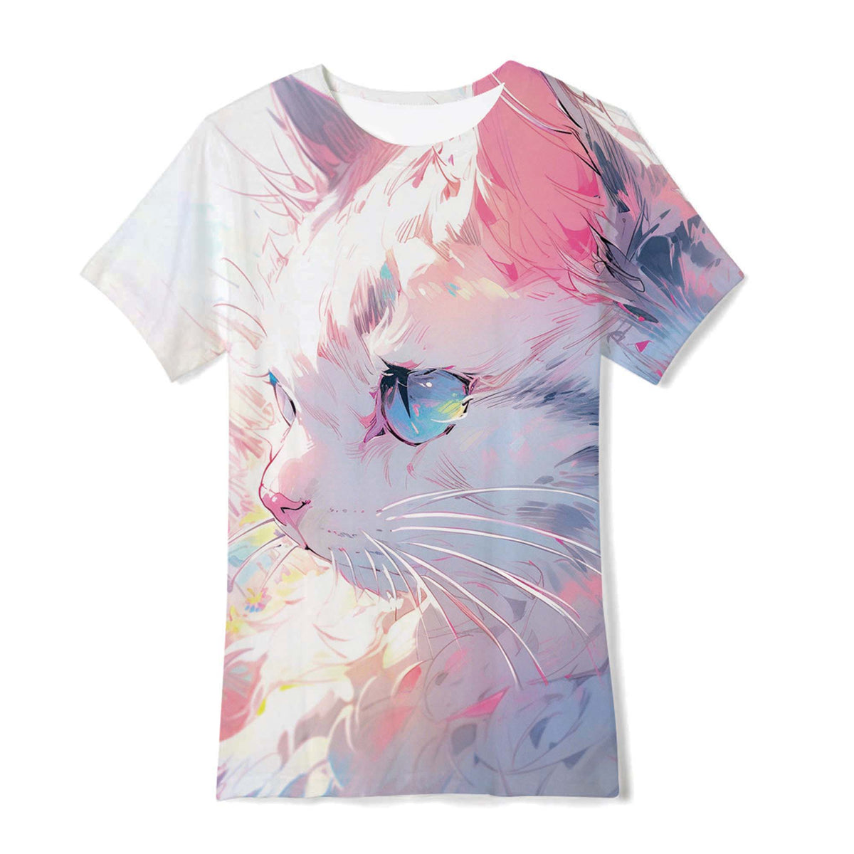 Lanbubble Girls Short Sleeve Graphic T-Shirt Fashion Cat Tee, Sizes 7-12