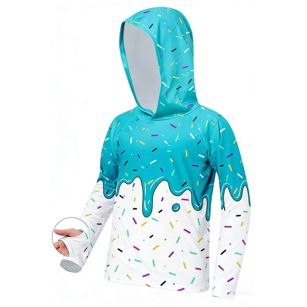 Lanbubble Boys Rash Guard Shirts Long Sleeve Quick Dry Beach Swim Hooded with Thumb Hole 7-14Years