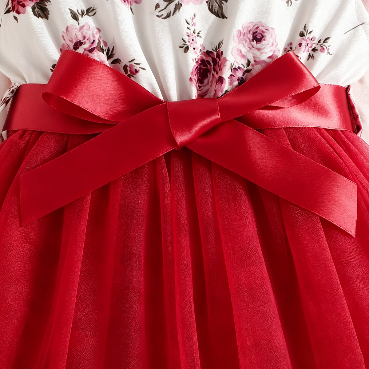 Lanbubble Girls Floral Tutu Dress Long Sleeve Tulle Princess Party Dress 3-7 Years