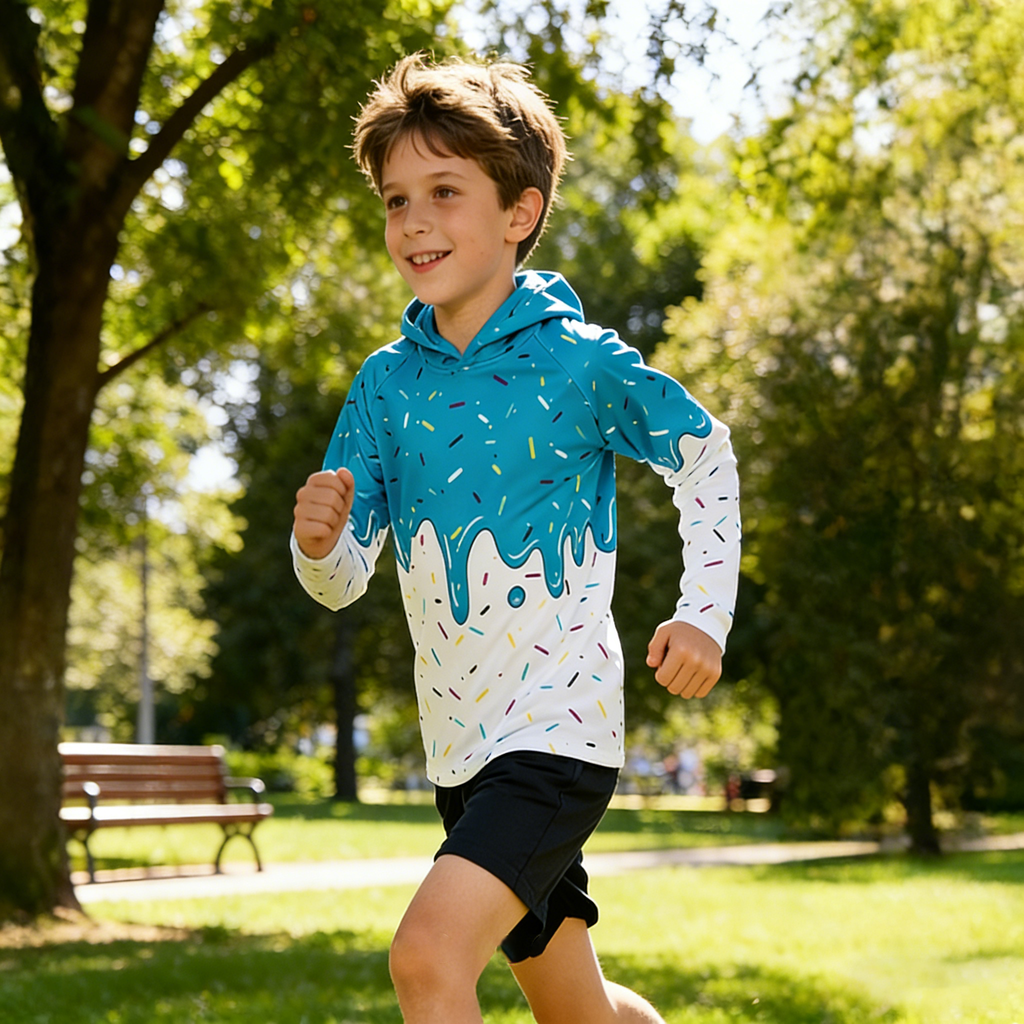 Lanbubble Boys Rash Guard Shirts Long Sleeve Quick Dry Beach Swim Hooded with Thumb Hole 7-14Years