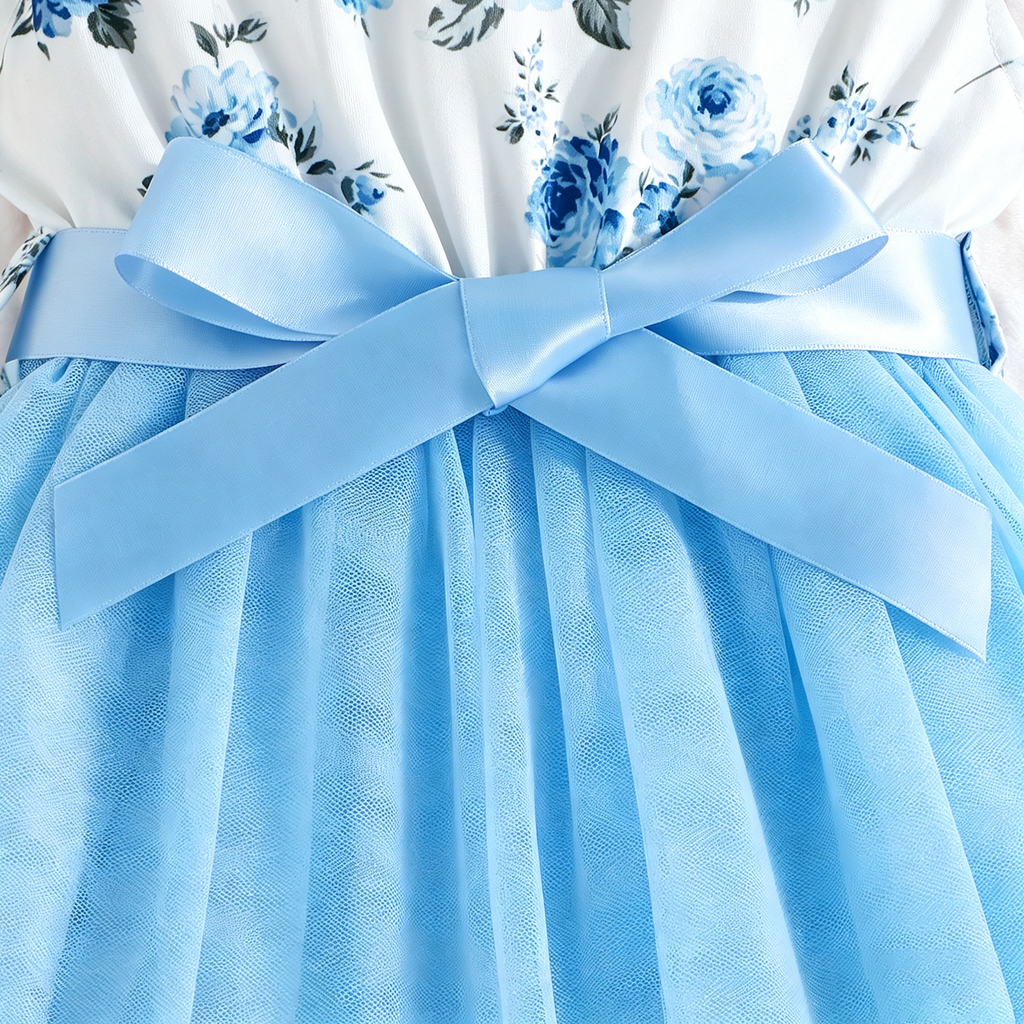 Lanbubble Girls Floral Tutu Dress Long Sleeve Tulle Princess Party Dress 3-7 Years