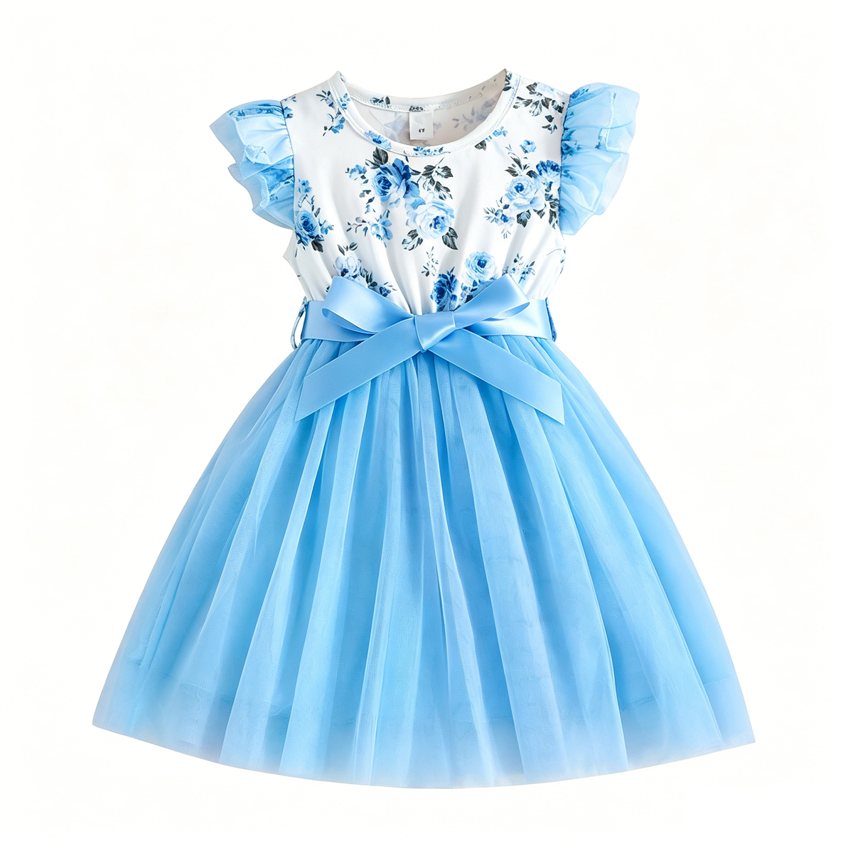 Lanbubble Girls Floral Tutu Dress Long Sleeve Tulle Princess Party Dress 3-7 Years