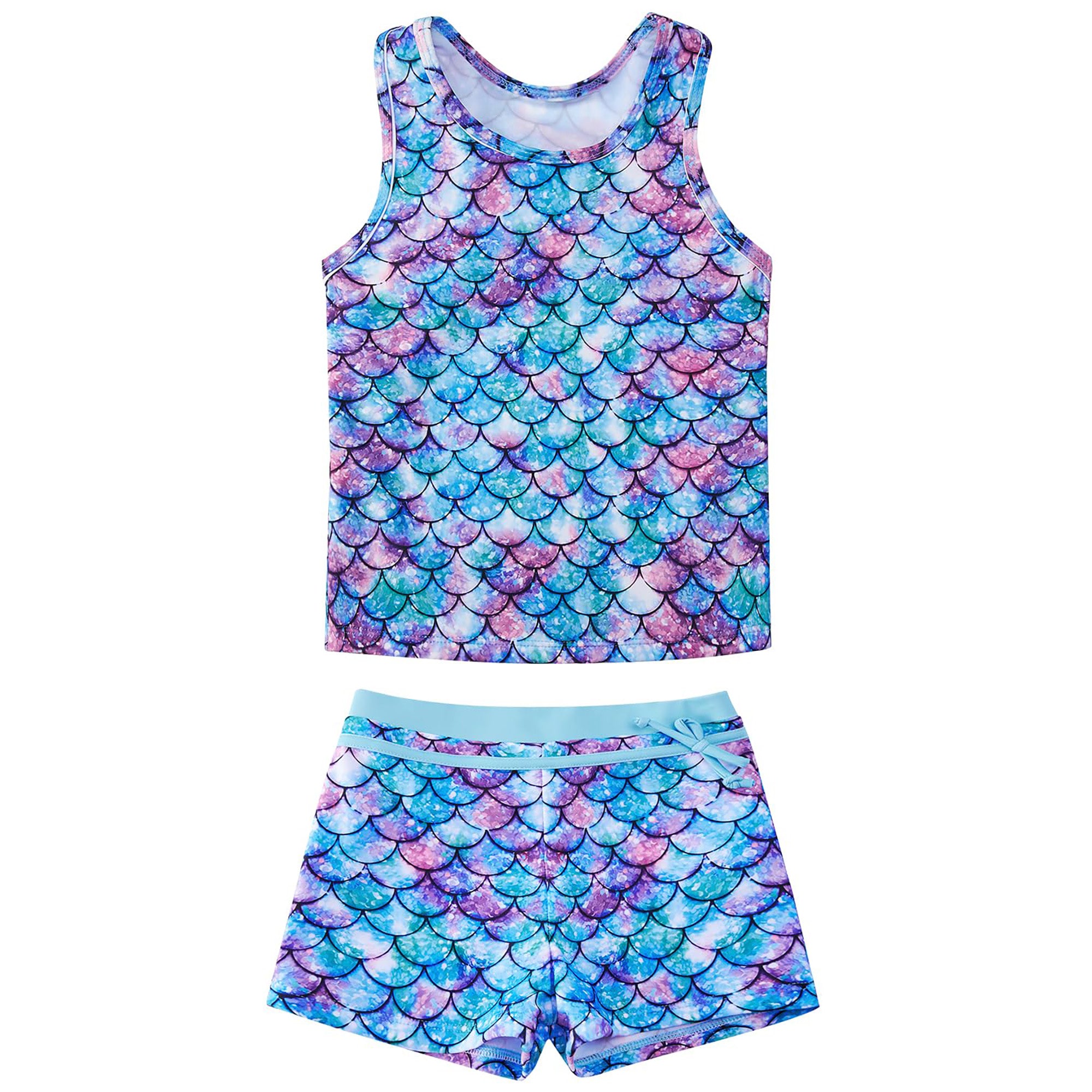 Girls Swimsuit Two Piece Set Tankini Crop Top Swim Shorts Bathing Suit Sizes 4-11Y
