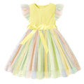 Lanbubble Toddler Baby Girls Rainbow Tutu Dresses Tulle Dress Party Princess Sequins Sundress Ruffle Sleeveless 2-6Years