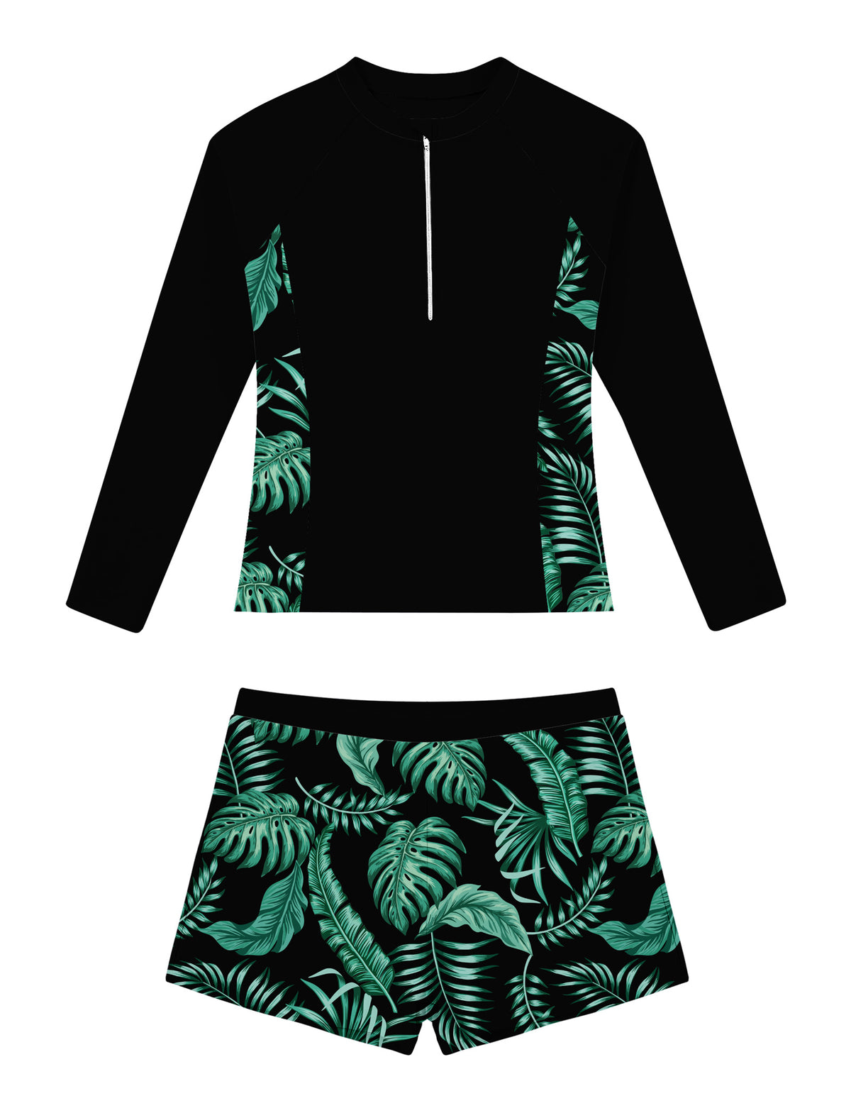 Lanbubble Girl Swimsuit for Teens 2 Piece Long Sleeve Rash Guard Bathing Suits Padded Girls Swimwear 11-16Y