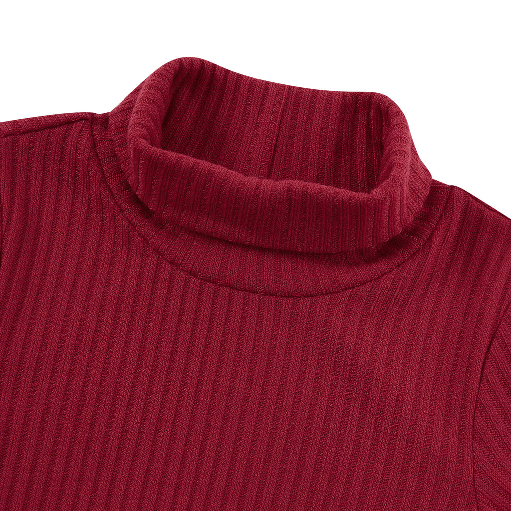 Lanbubble Toddler Girls Long Sleeve Turtleneck Dress Ribbed Knit A Line Fall Winter Clothes 2-7 Years