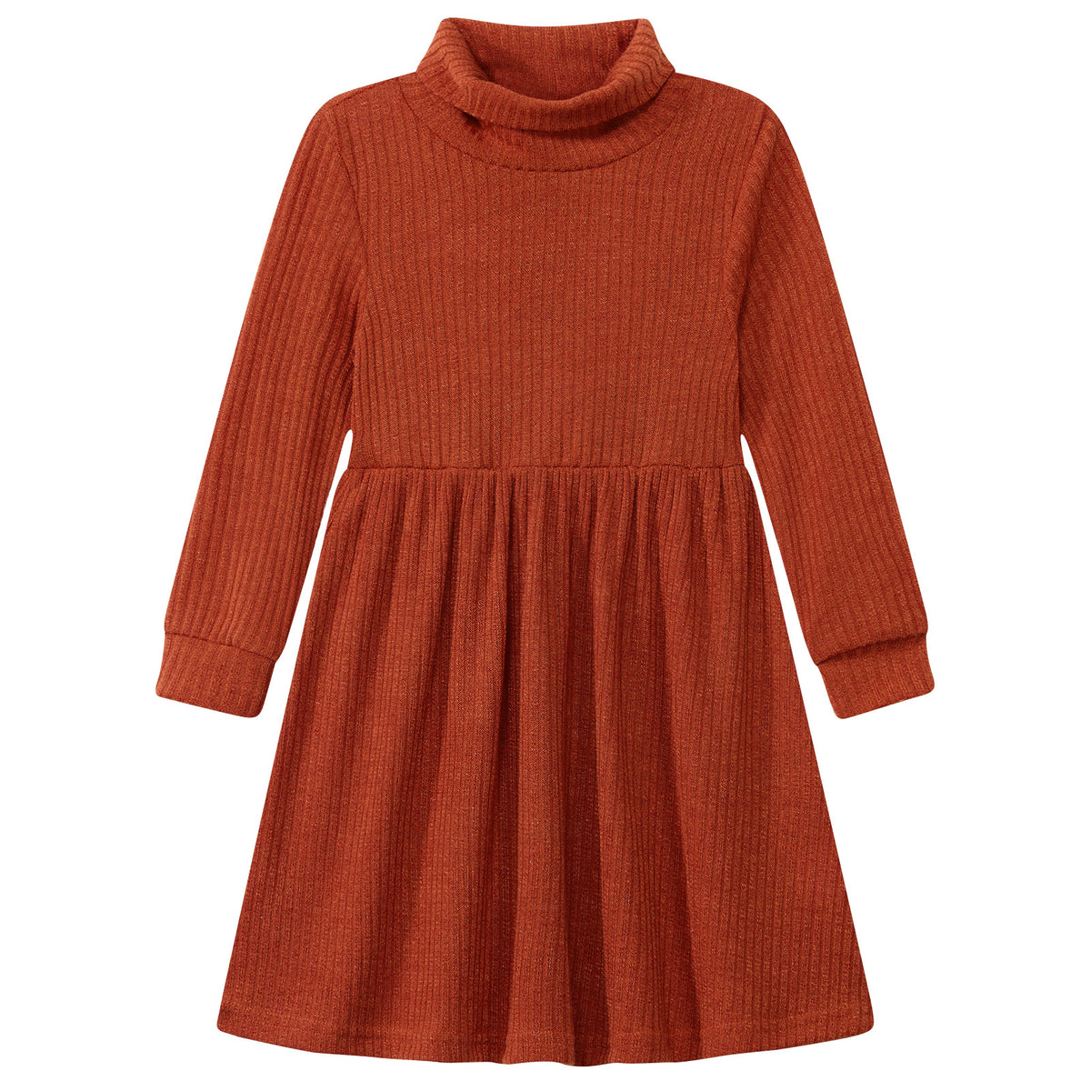Lanbubble Toddler Girls Long Sleeve Turtleneck Dress Ribbed Knit A Line Fall Winter Clothes 2-7 Years