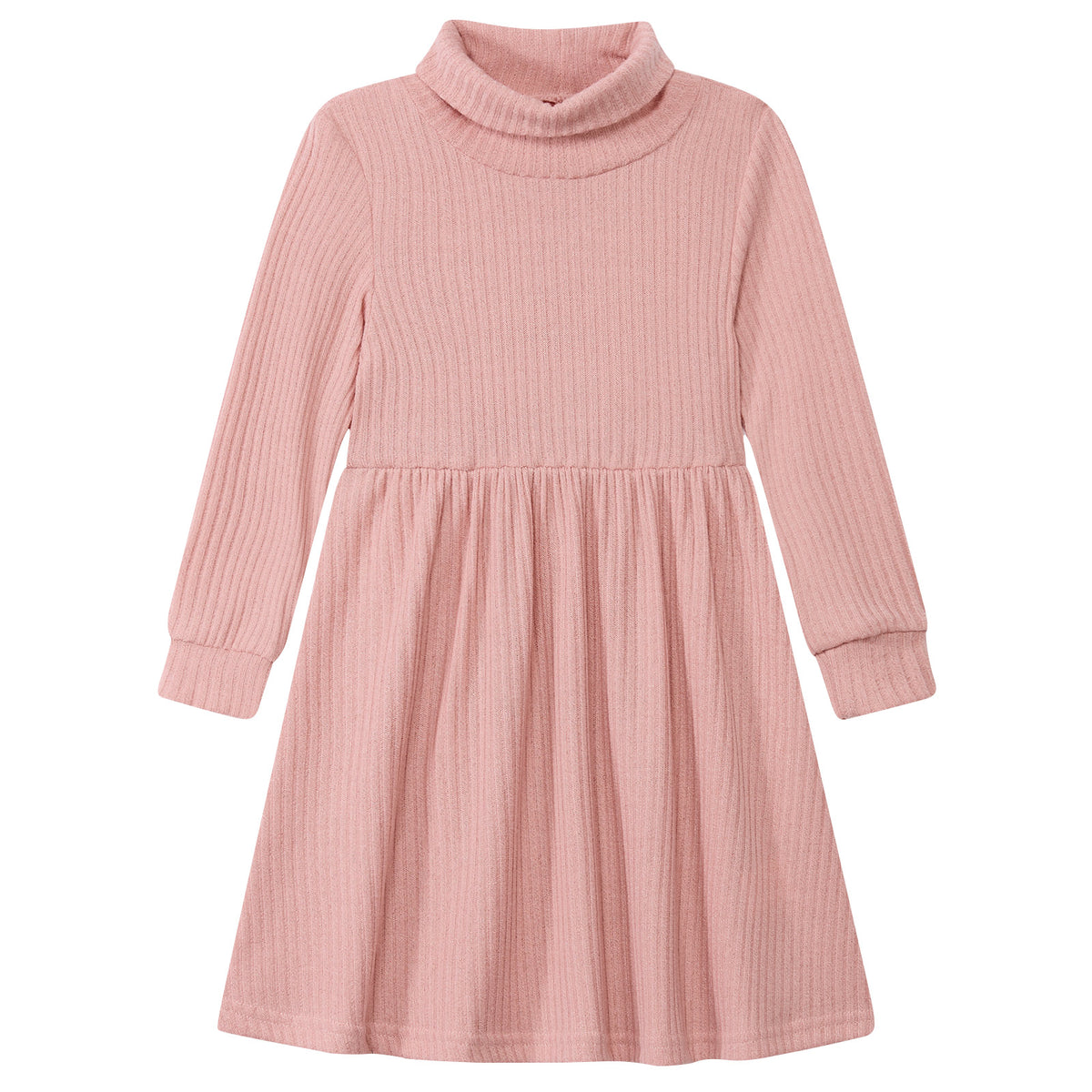 Lanbubble Toddler Girls Long Sleeve Turtleneck Dress Ribbed Knit A Line Fall Winter Clothes 2-7 Years