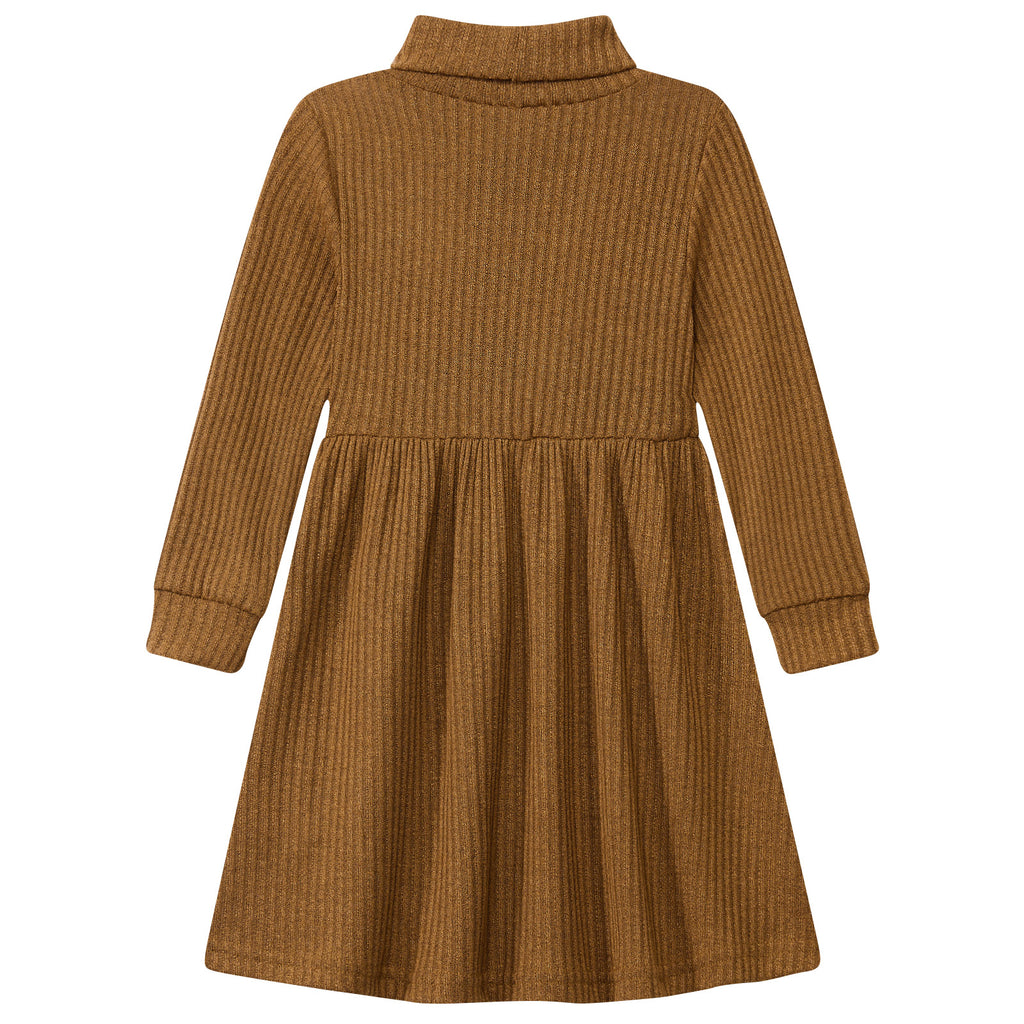 Lanbubble Toddler Girls Long Sleeve Turtleneck Dress Ribbed Knit A Line Fall Winter Clothes 2-7 Years