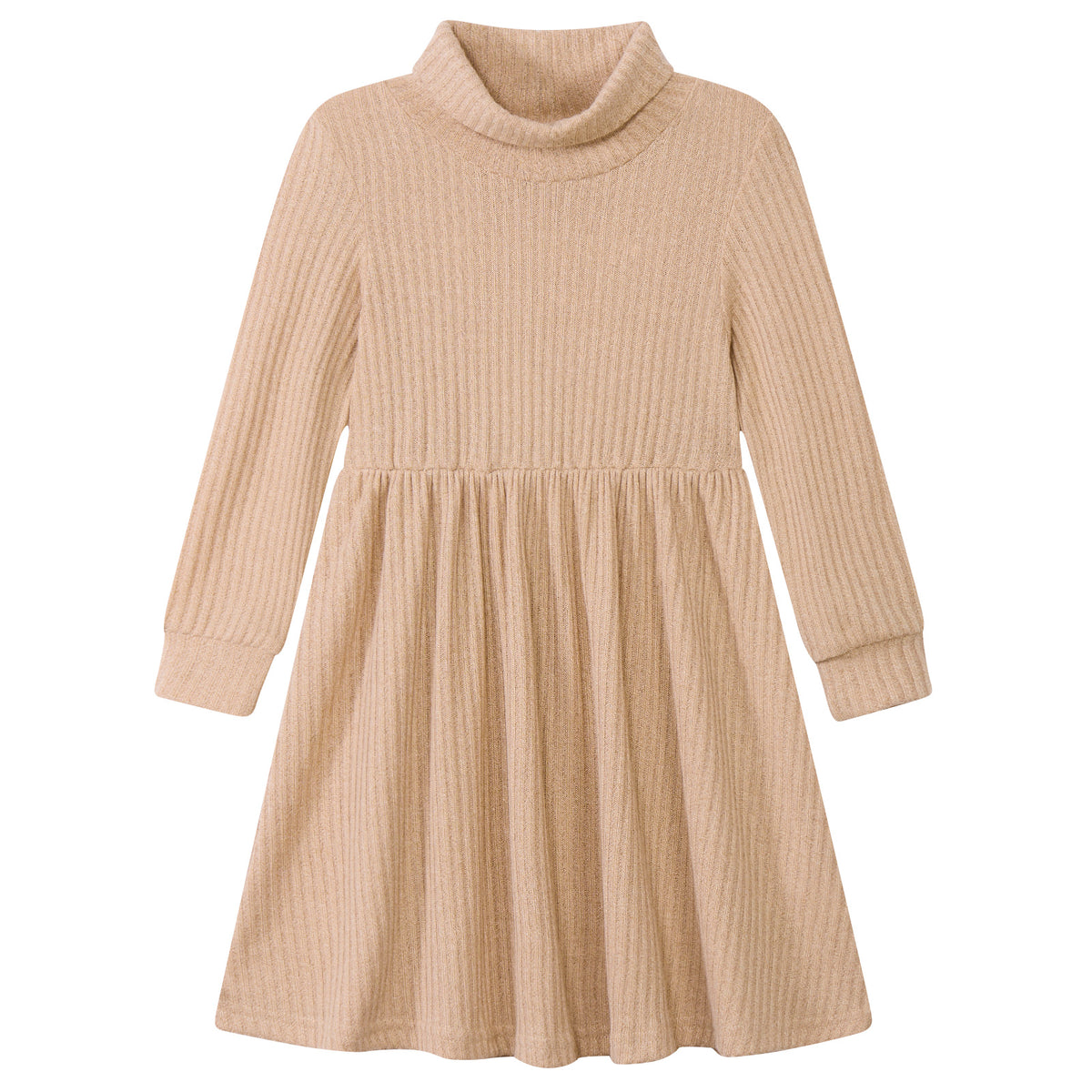 Lanbubble Toddler Girls Long Sleeve Turtleneck Dress Ribbed Knit A Line Fall Winter Clothes 2-7 Years