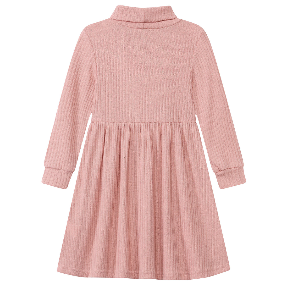 Lanbubble Toddler Girls Long Sleeve Turtleneck Dress Ribbed Knit A Line Fall Winter Clothes 2-7 Years