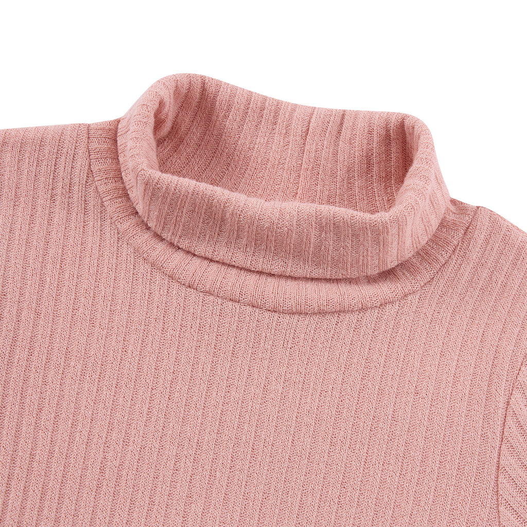 Lanbubble Toddler Girls Long Sleeve Turtleneck Dress Ribbed Knit A Line Fall Winter Clothes 2-7 Years