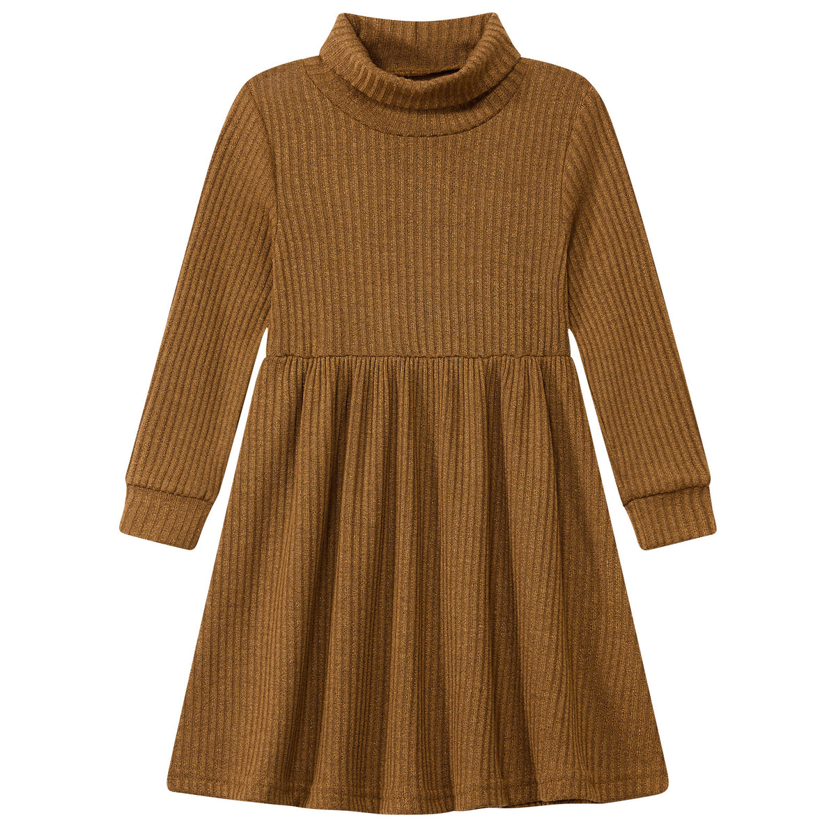 Lanbubble Toddler Girls Long Sleeve Turtleneck Dress Ribbed Knit A Line Fall Winter Clothes 2-7 Years
