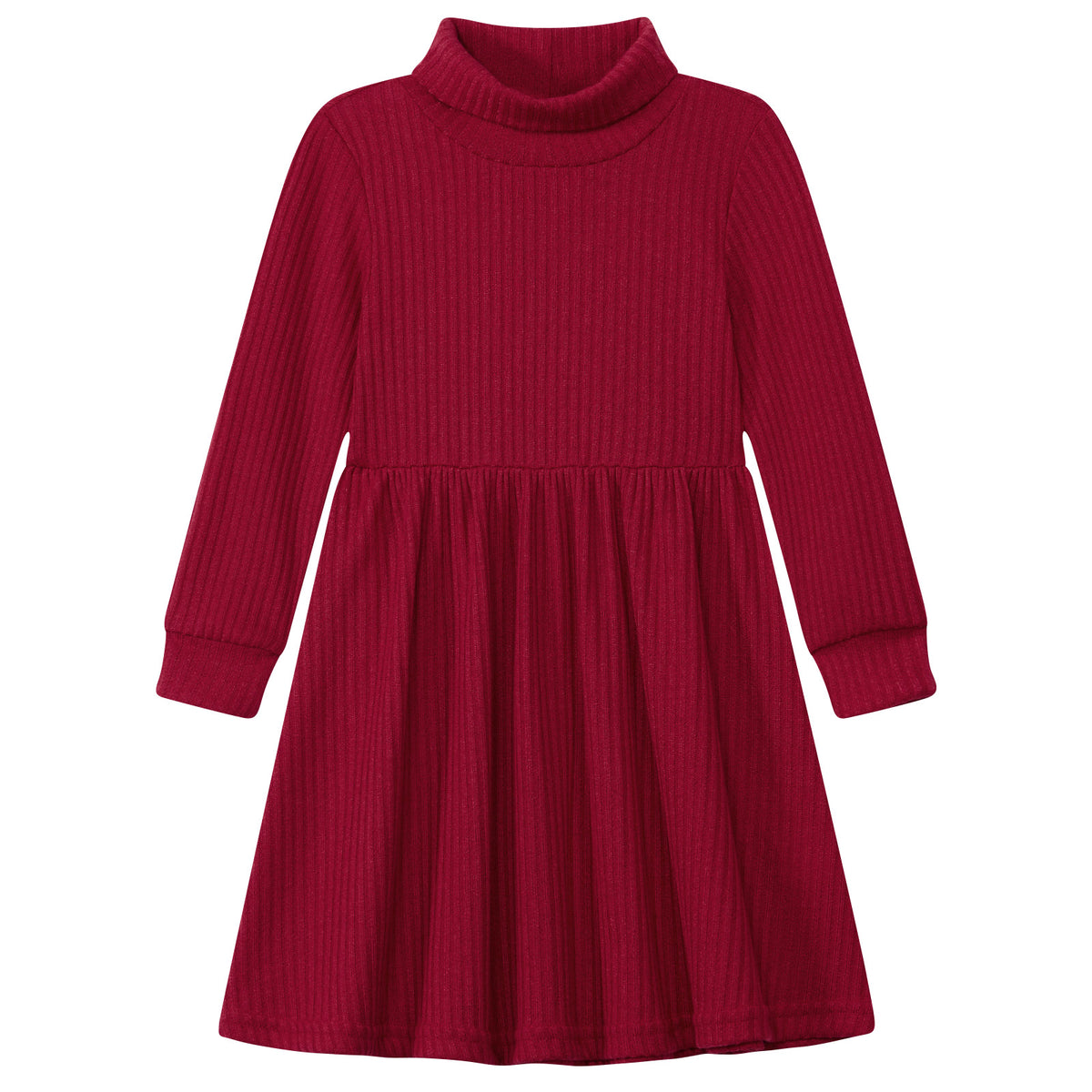Lanbubble Toddler Girls Long Sleeve Turtleneck Dress Ribbed Knit A Line Fall Winter Clothes 2-7 Years