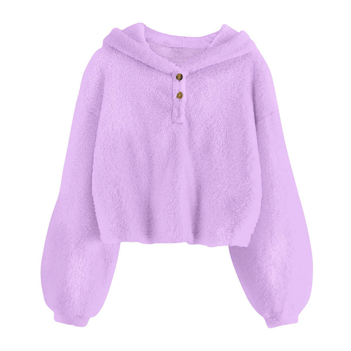Lanbubble Girls Fuzzy Hoodie Fleece Sweaters Button Pullover Sherpa Jacket Tops for Kids 6-13Y