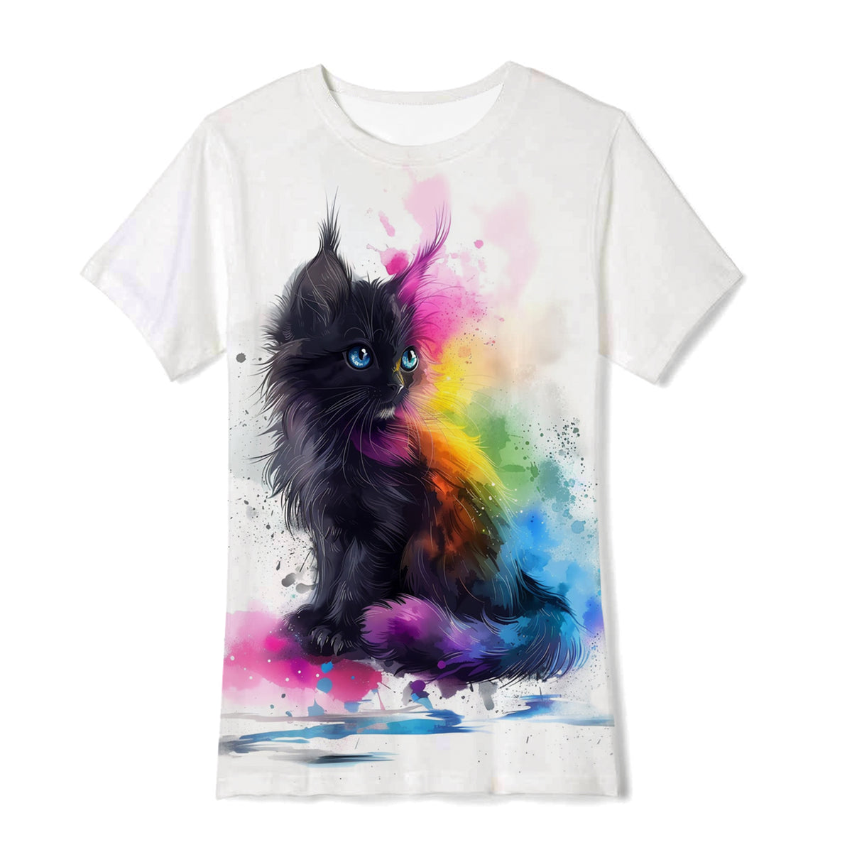 Lanbubble Girls Short Sleeve Graphic T-Shirt Fashion Cat Tee, Sizes 7-12