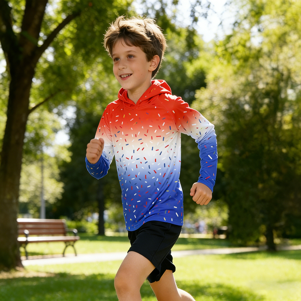 Lanbubble Boys Rash Guard Shirts Long Sleeve Quick Dry Beach Swim Hooded with Thumb Hole 7-14Years