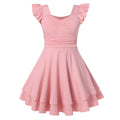 Lanbubble Girls Ruched Dresses Ruffle Sleeve Teens Tiered Swing A-line Teen Dress 8-16 Years