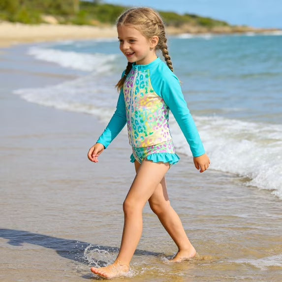 Lanbubble Girls 3 Piece Swimsuit Set Long Sleeve Rash Guard Tankini Bathing Suits Beach Swimwear