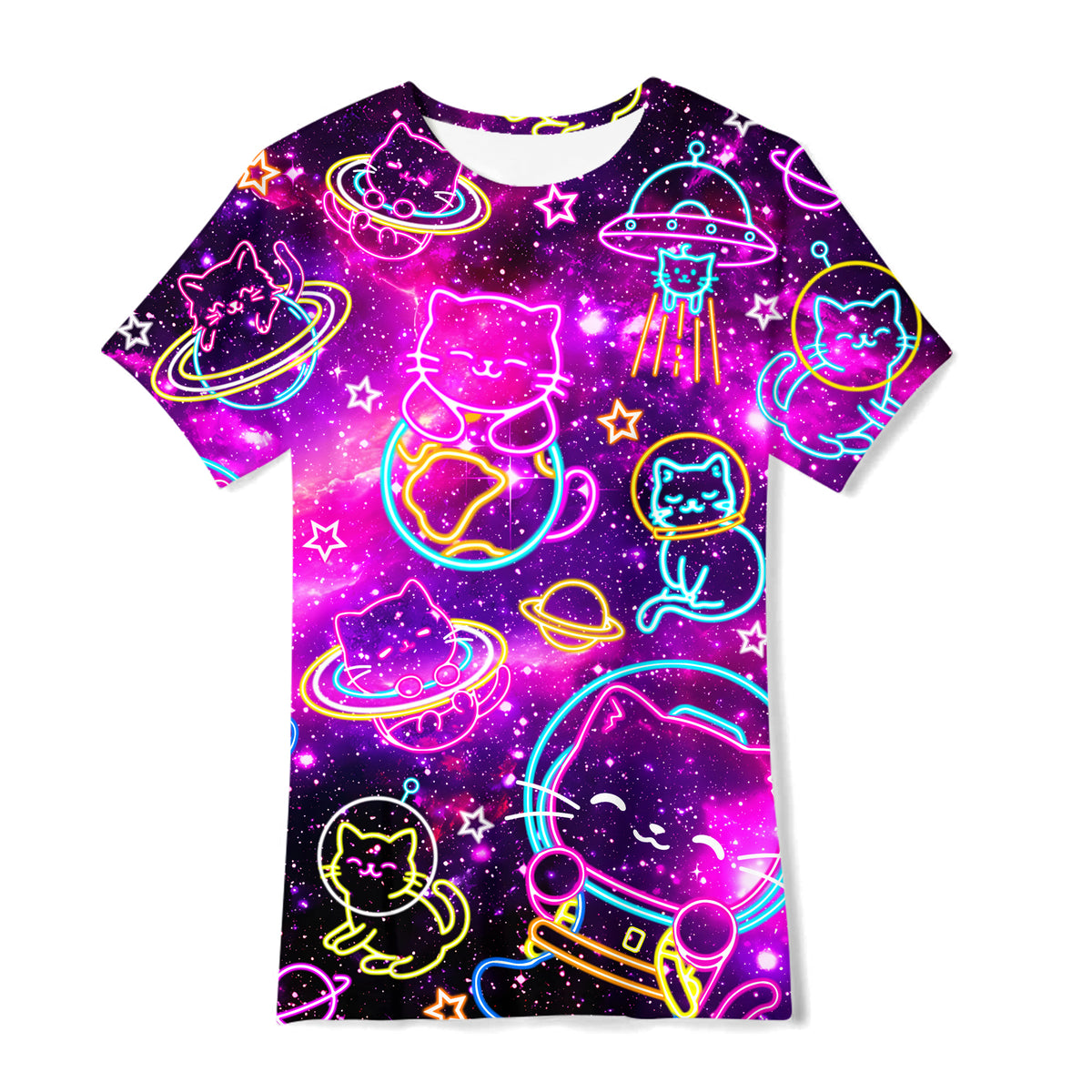 Lanbubble Girls Short Sleeve Graphic T-Shirt Fashion Cat Tee, Sizes 7-12