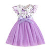 Lanbubble Girls Floral Tutu Dress Long Sleeve Tulle Princess Party Dress 3-7 Years