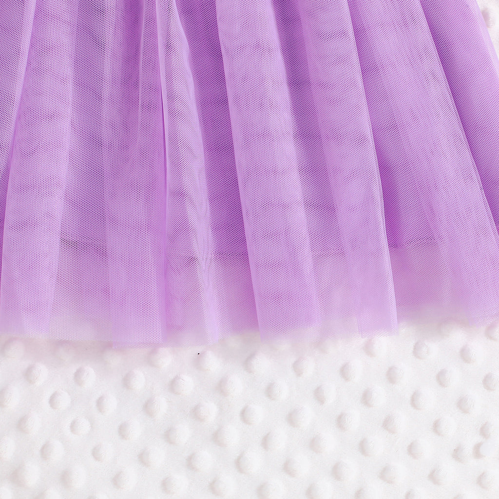 Lanbubble Girls Floral Tutu Dress Long Sleeve Tulle Princess Party Dress 3-7 Years
