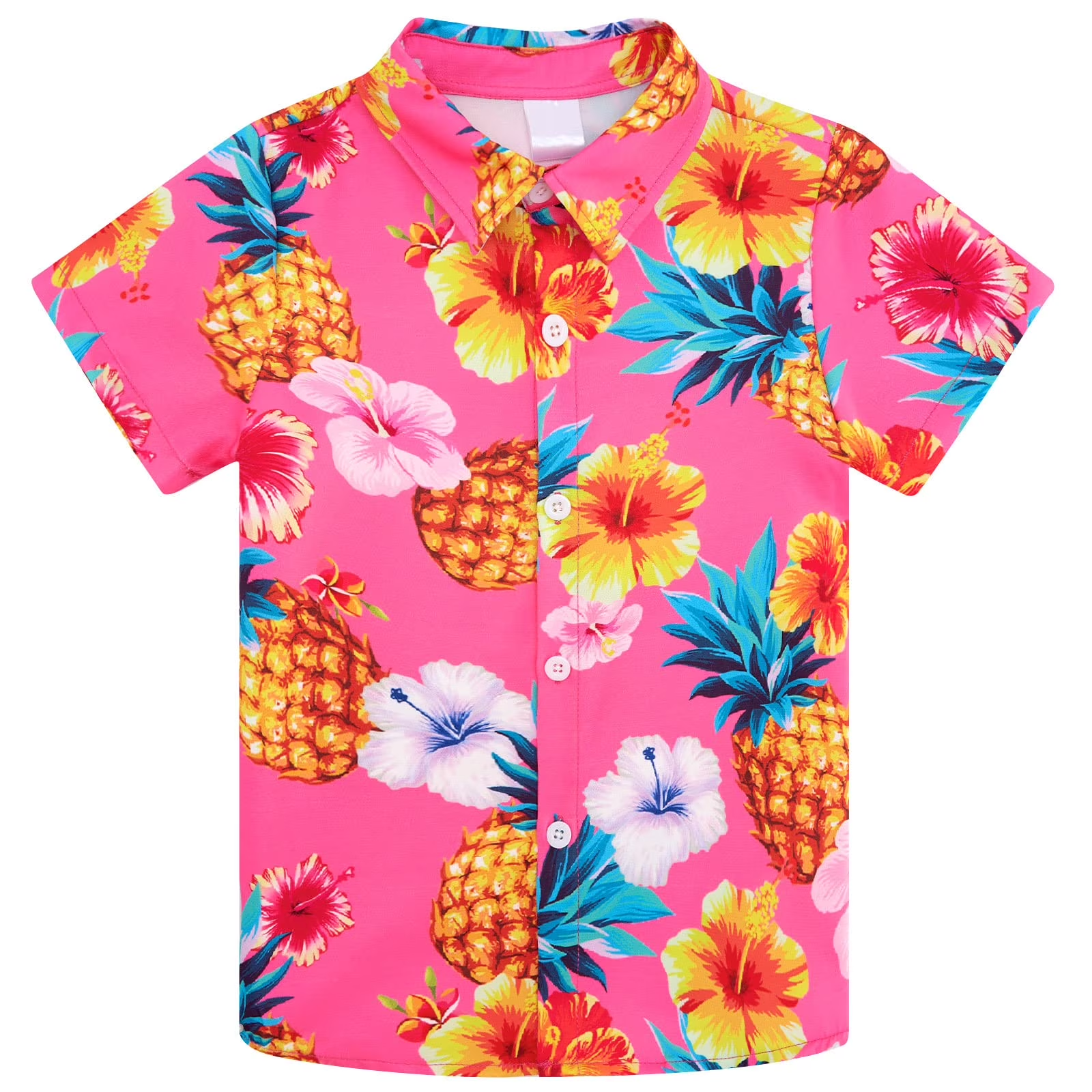 Lanbubble Boys Button Down Shirts 3D Graphic Hawaiian Aloha Short Sleeve Shirt Tops