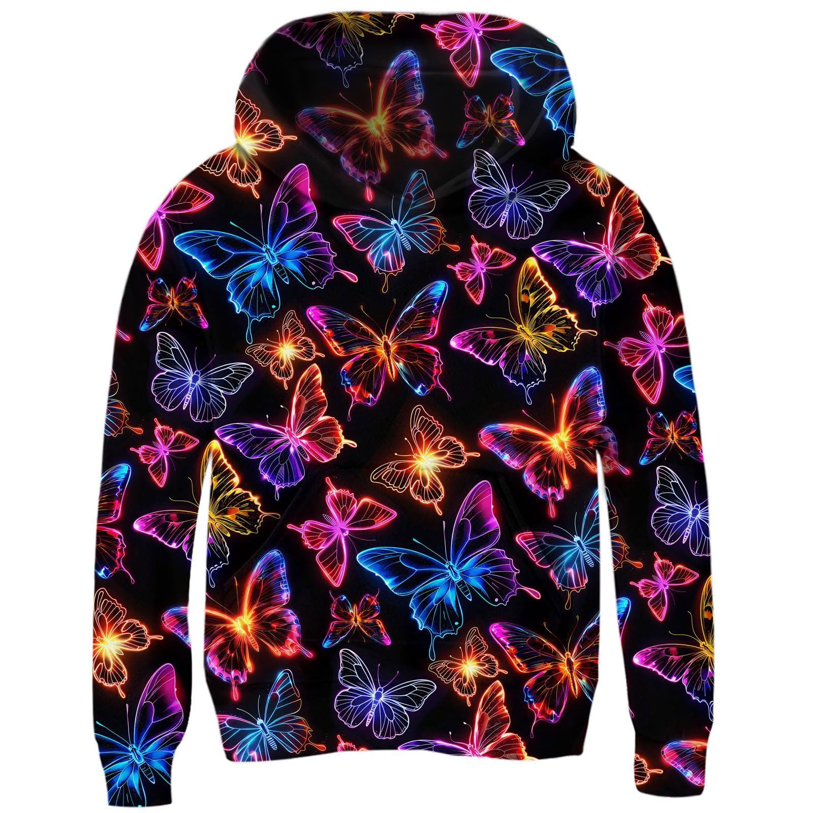 Lanbubble Unisex Kids Sweatshirt For Girls 4-14 Years Tie Dye Cat Hooded Kangaroo Pocket Pullover Hoodies