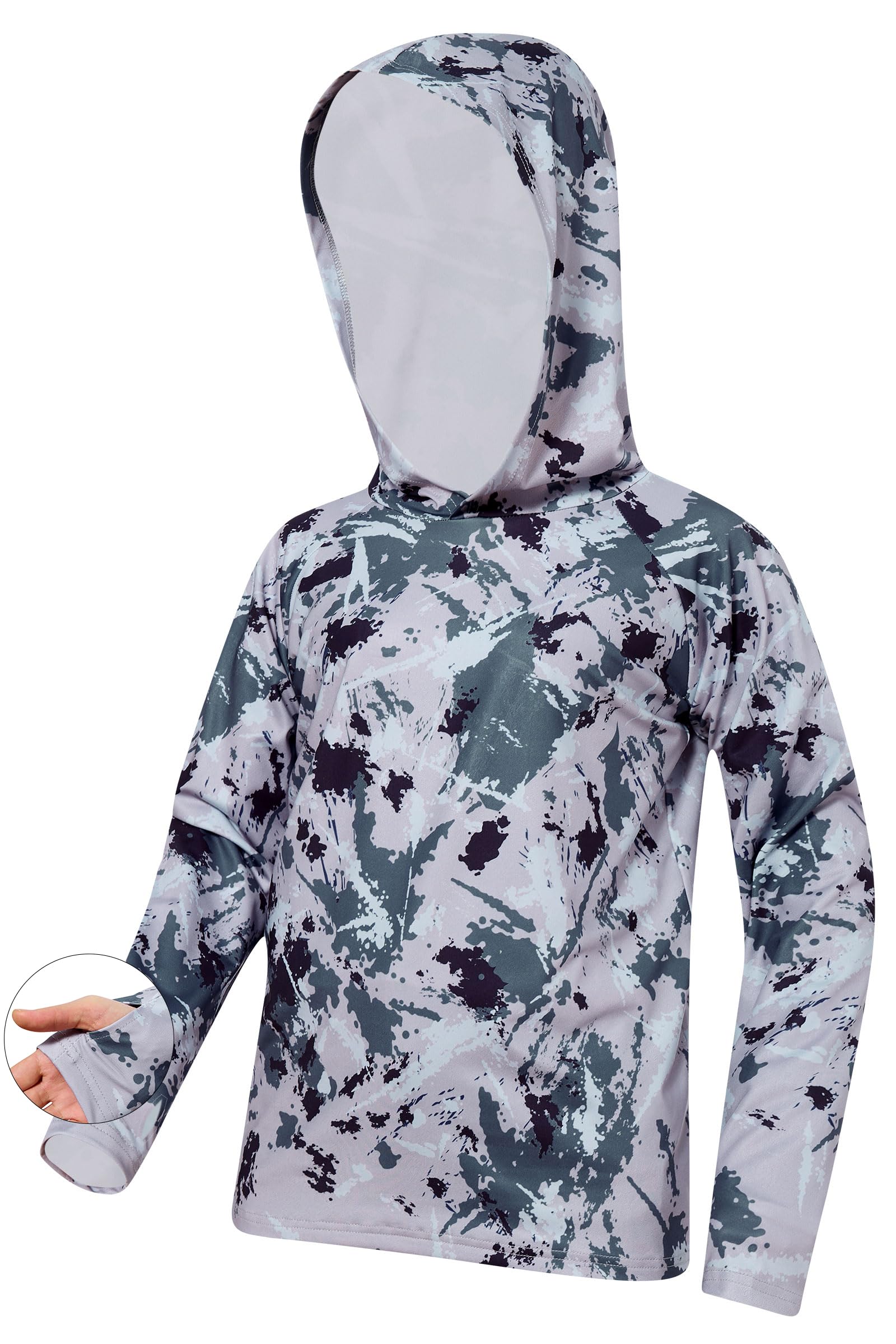 Lanbubble Boys Rash Guard Shirts Long Sleeve Quick Dry Beach Swim Hooded with Thumb Hole 7-14Years