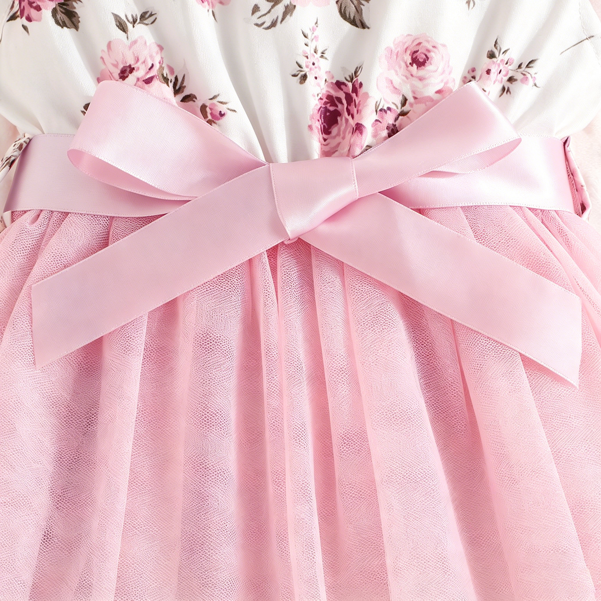 Lanbubble Girls Floral Tutu Dress Long Sleeve Tulle Princess Party Dress 3-7 Years