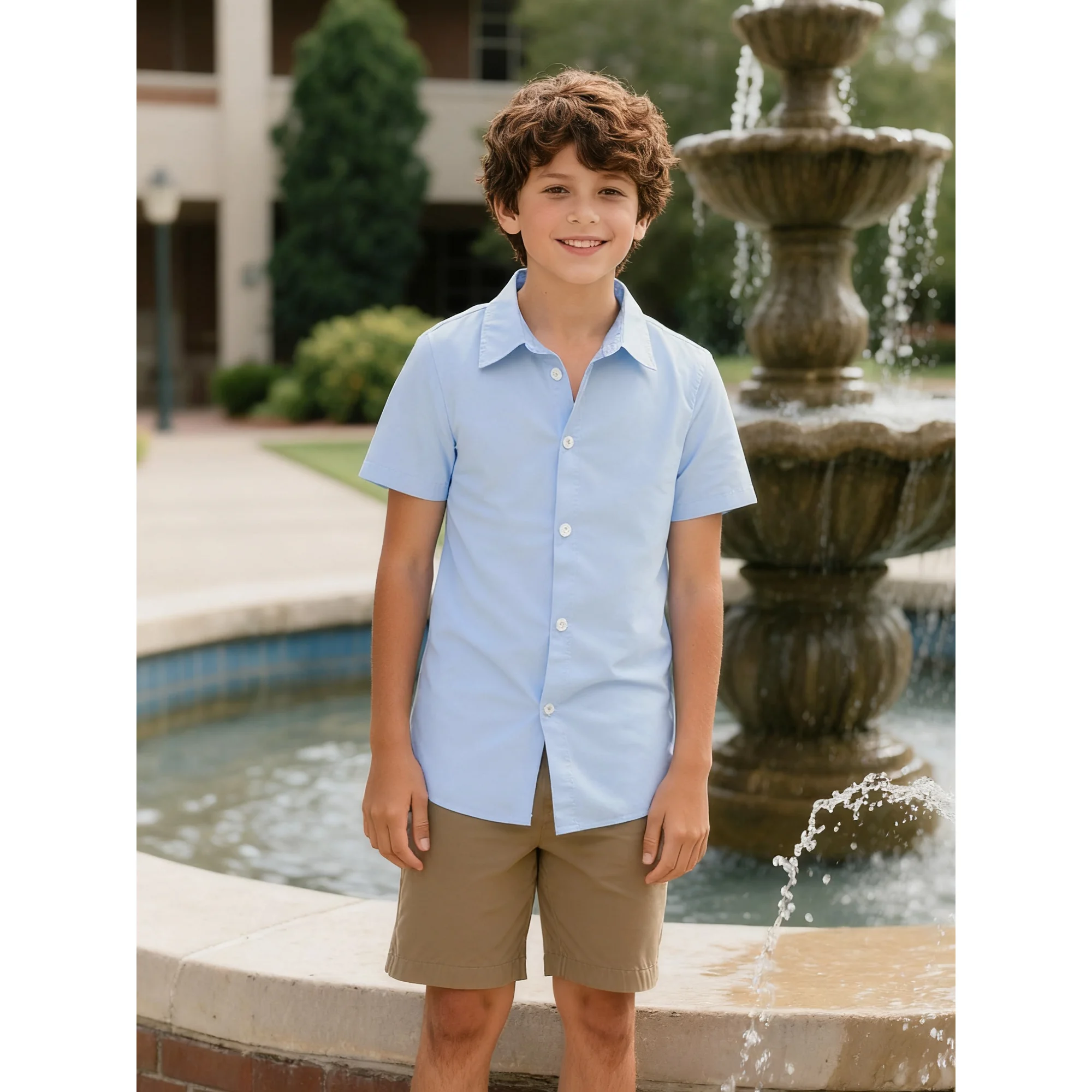 Lanbubble Boys Button Down Shirts 3D Graphic Hawaiian Aloha Short Sleeve Shirt Tops
