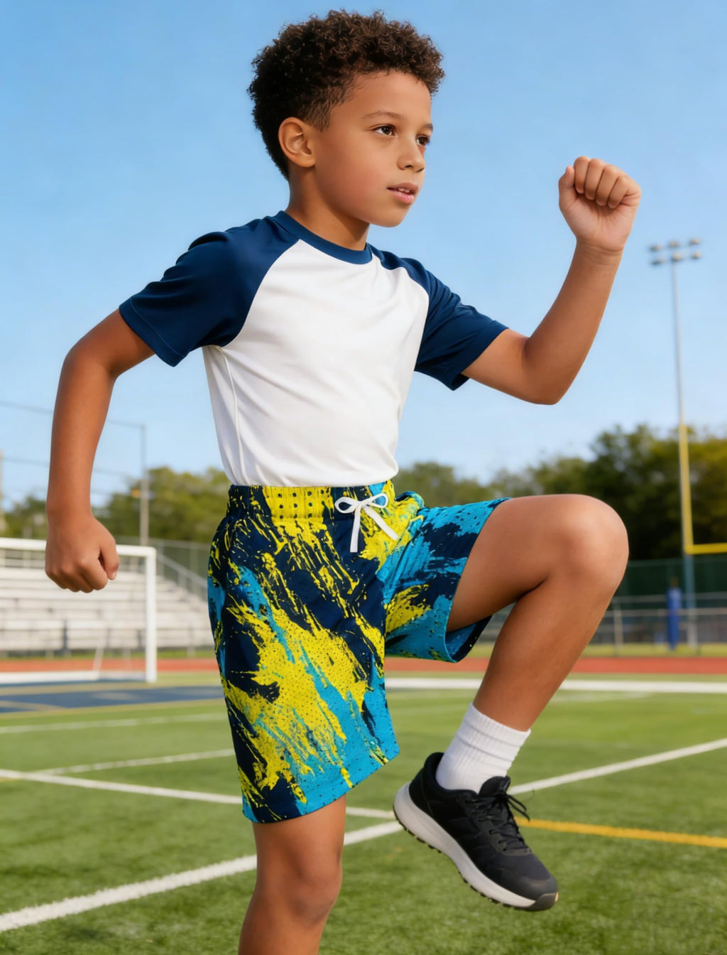 Lanbubble Boys Athletic Groundwork Performance Shorts Kids Mesh Breathable Quick Dry Stretch Basketball Active Sweat Shorts for 7-14 Years