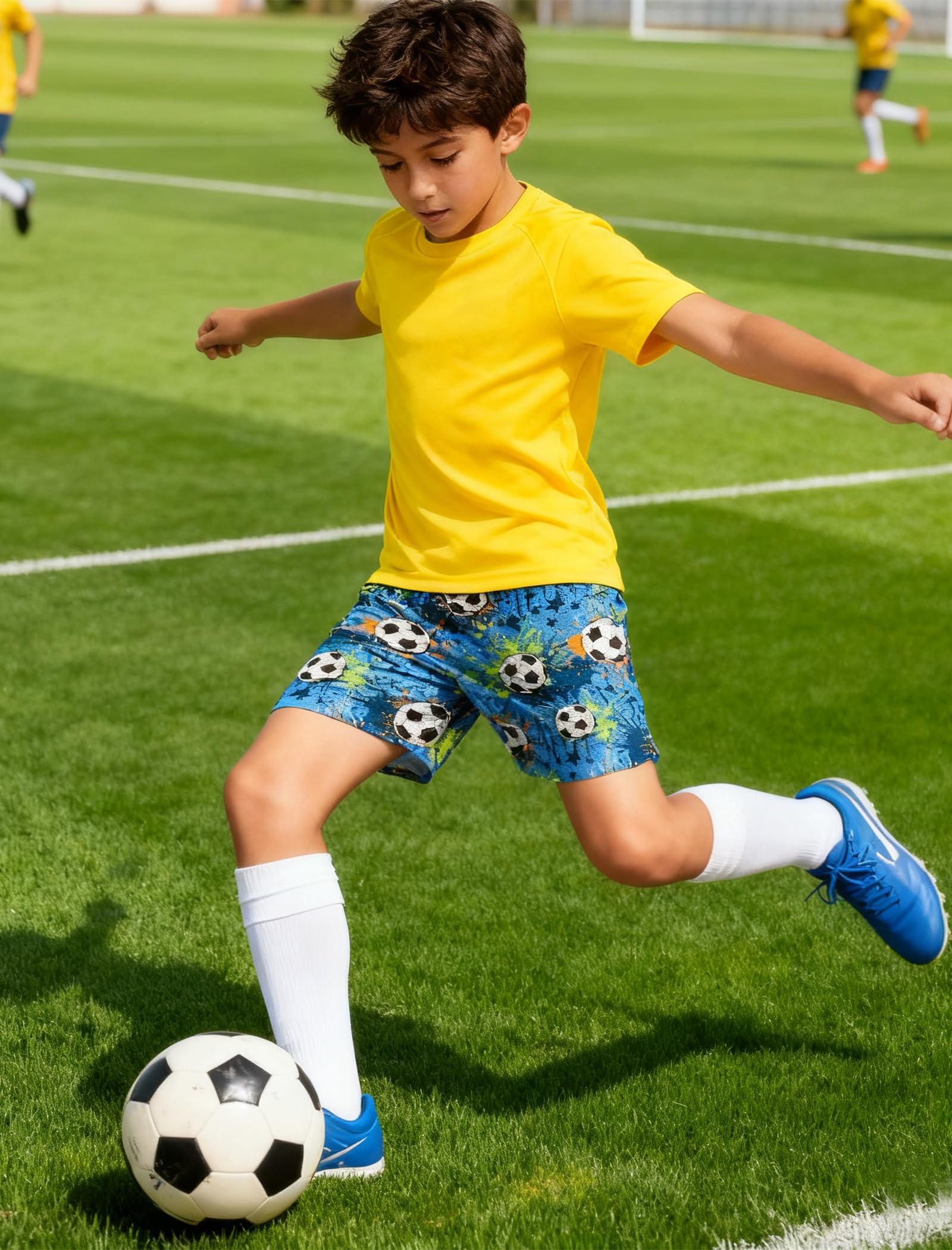 Lanbubble Boys Athletic Groundwork Performance Shorts Kids Mesh Breathable Quick Dry Stretch Basketball Active Sweat Shorts for 7-14 Years