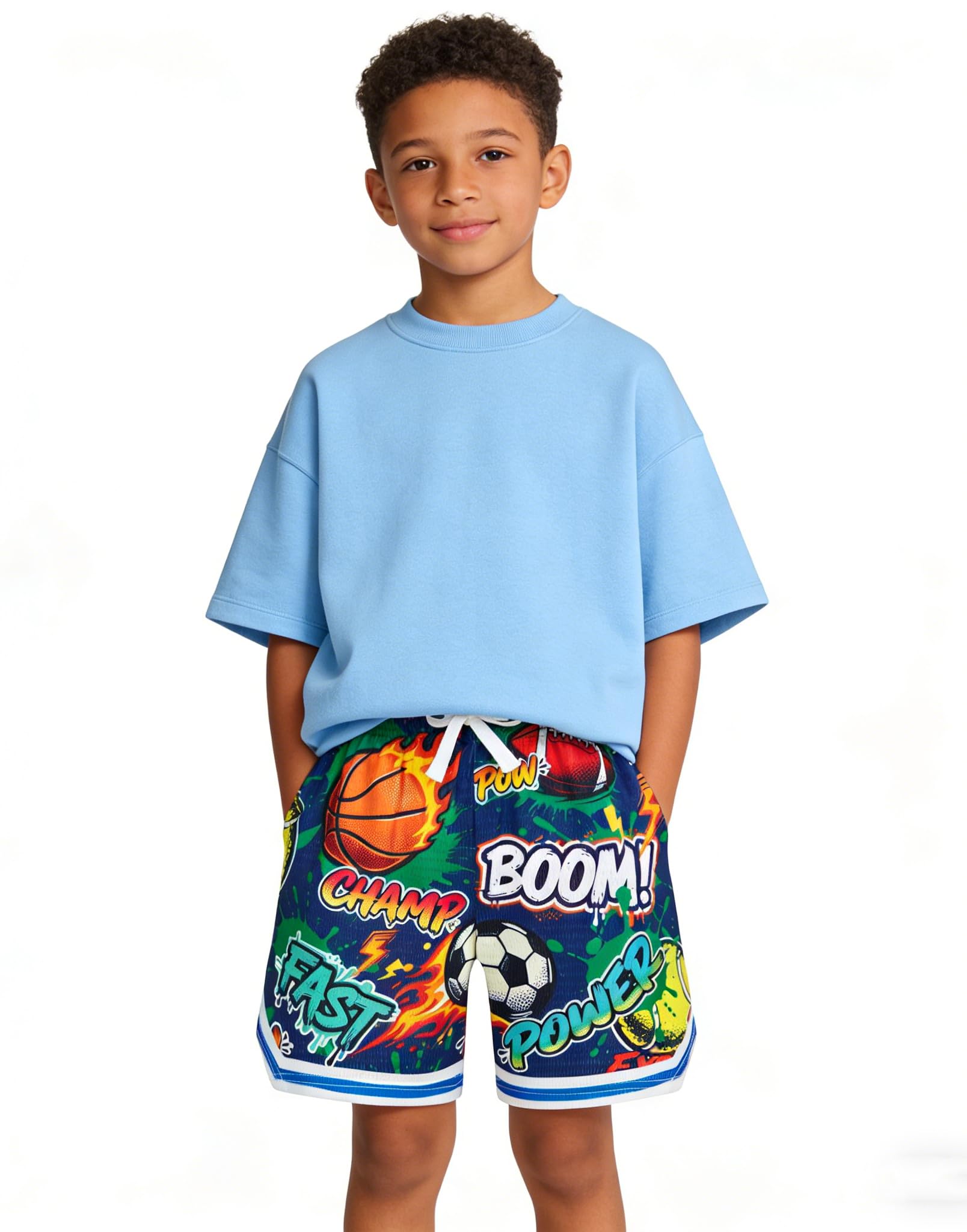 Lanbubble Boys' Athletic Shorts Quick Dry Stretch Elastic Waist Bottoms Big Boy Mesh Breathable Active Running Workout Shorts for Youth (7-12 Years)