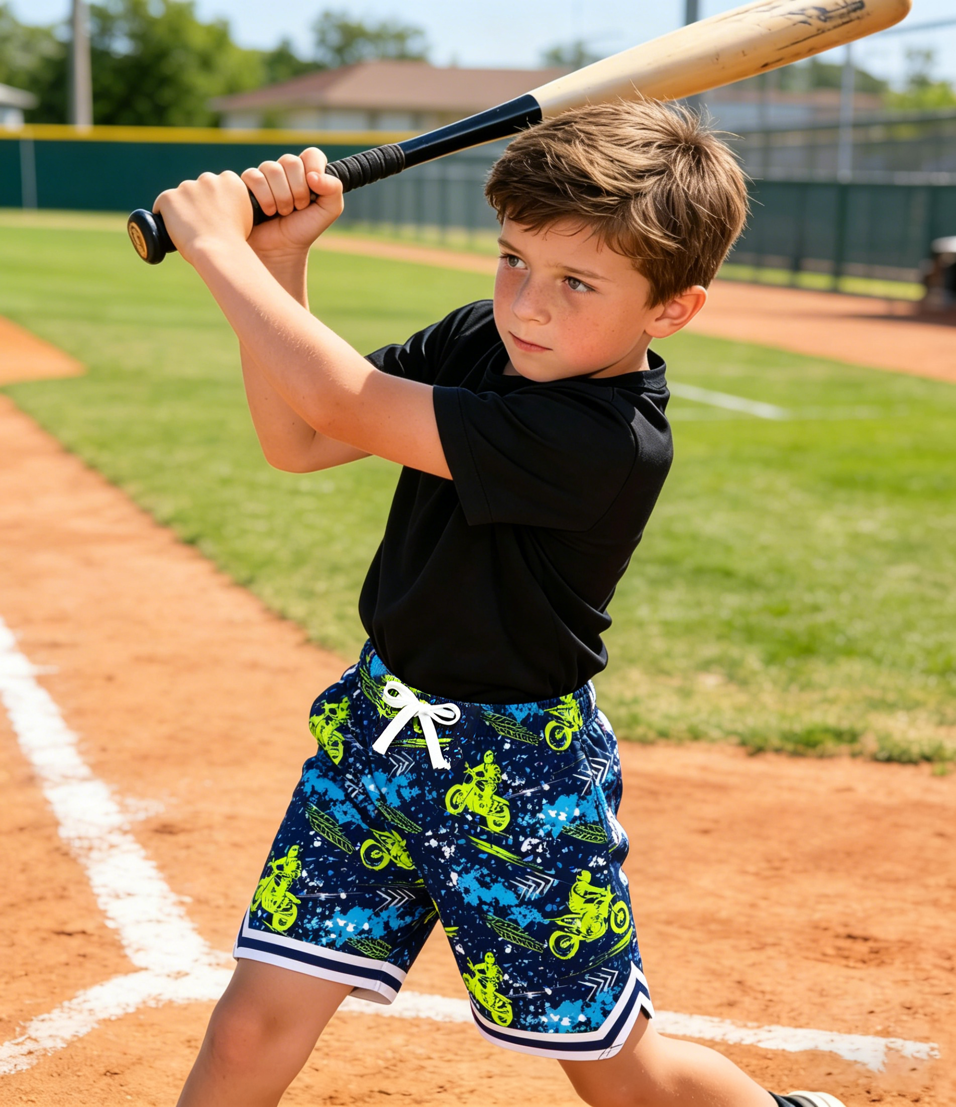 Lanbubble Boys' Athletic Shorts Quick Dry Stretch Elastic Waist Bottoms Big Boy Mesh Breathable Active Running Workout Shorts for Youth (7-12 Years)