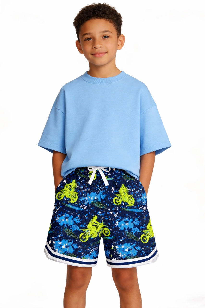 Lanbubble Boys' Athletic Shorts Quick Dry Stretch Elastic Waist Bottoms Big Boy Mesh Breathable Active Running Workout Shorts for Youth (7-12 Years)