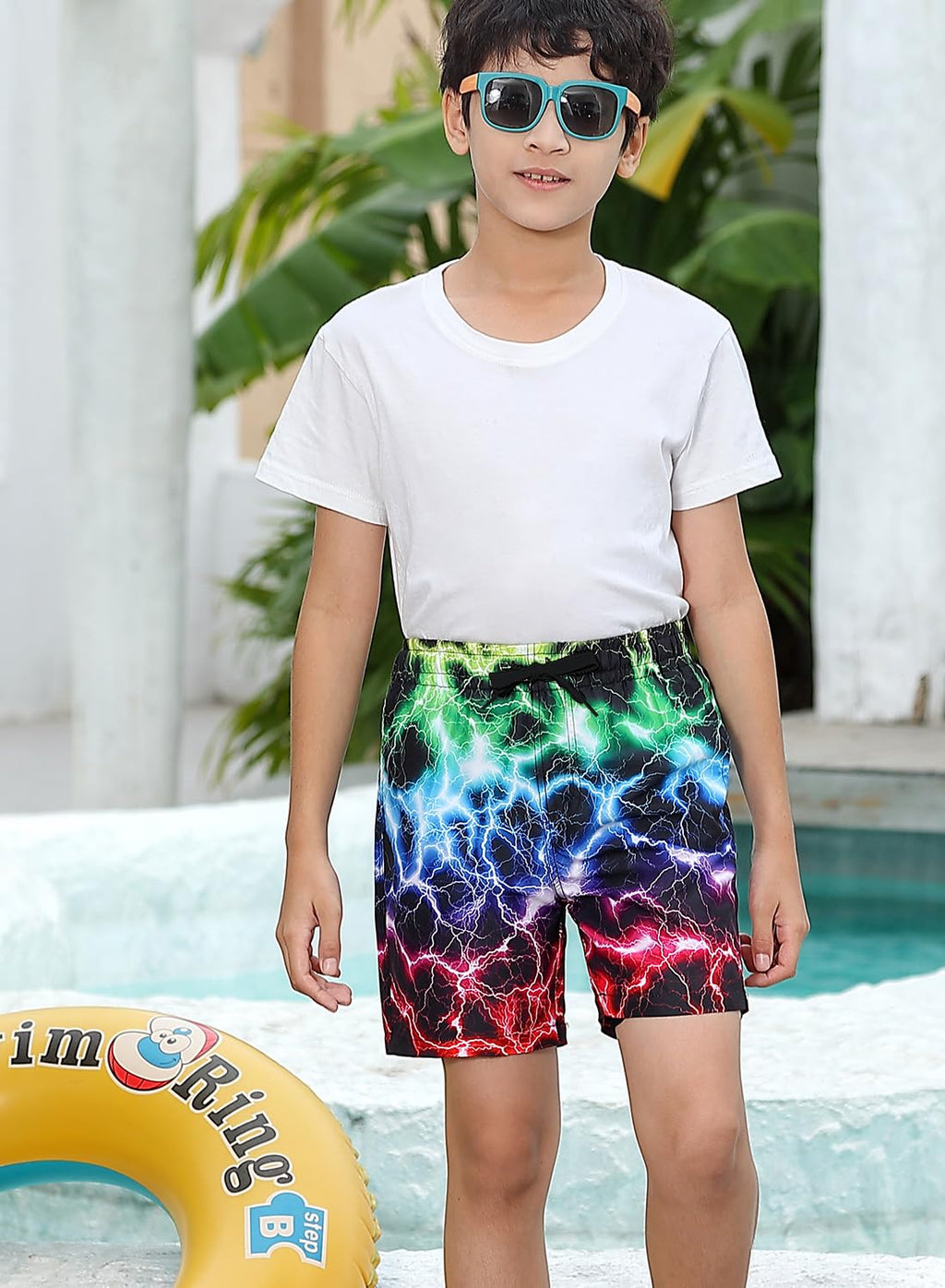 Lanbubble Boys Swim Trunks with Compression Liner Swimming Shorts Quick Dry Bathing Suit Swimwear 7-16Y