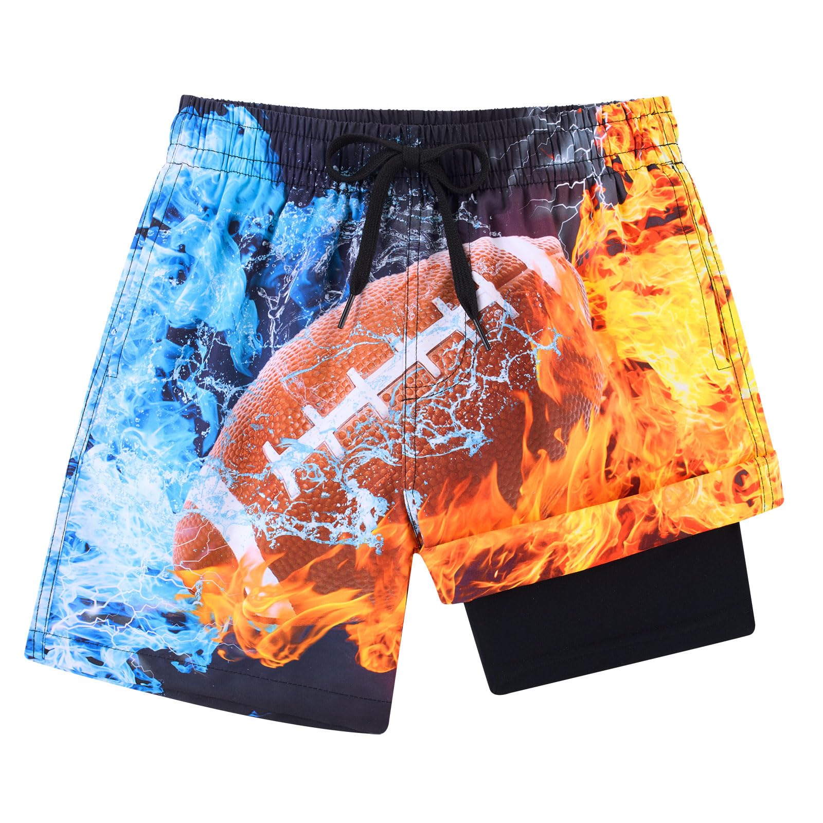 Lanbubble Boys Swim Trunks with Compression Liner Swimming Shorts Quick Dry Bathing Suit Swimwear 7-16Y