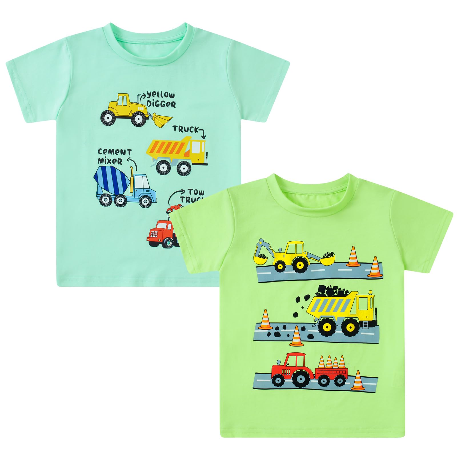 Lanbubble Toddler Boys T-Shirts, 2-Pack Dinosaur Graphic Short Sleeve Cotton Tees, Sizes 2T-6T
