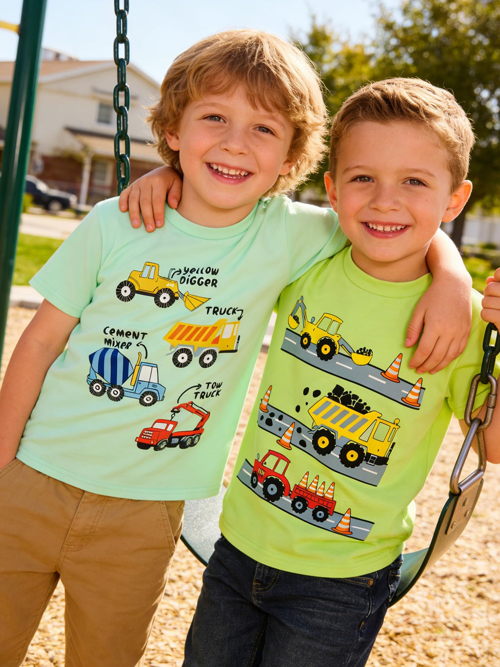Lanbubble Toddler Boys T-Shirts, 2-Pack Dinosaur Graphic Short Sleeve Cotton Tees, Sizes 2T-6T