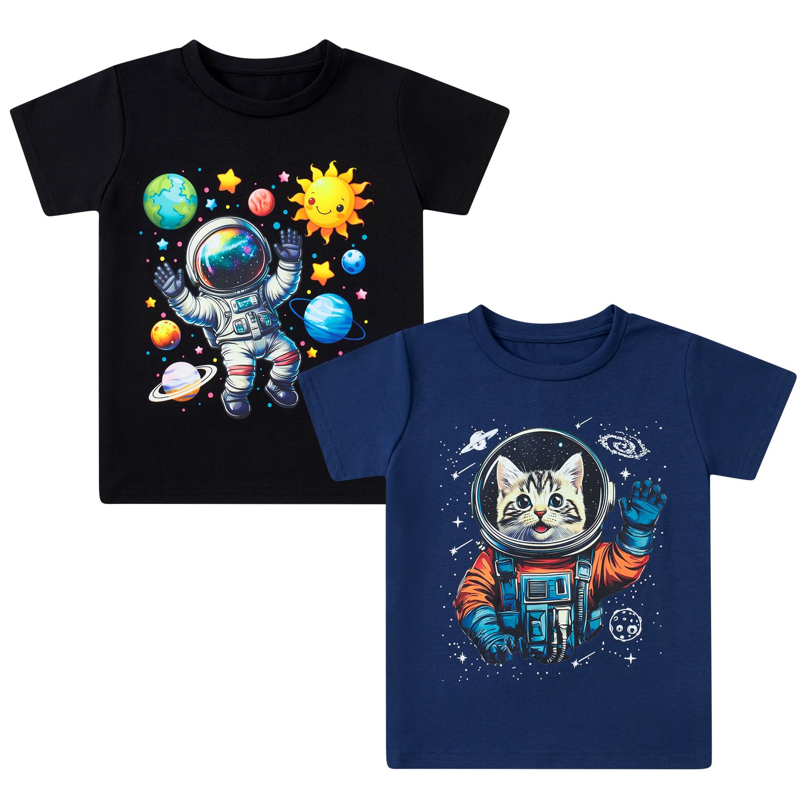 Lanbubble Toddler Boys T-Shirts, 2-Pack Dinosaur Graphic Short Sleeve Cotton Tees, Sizes 2T-6T