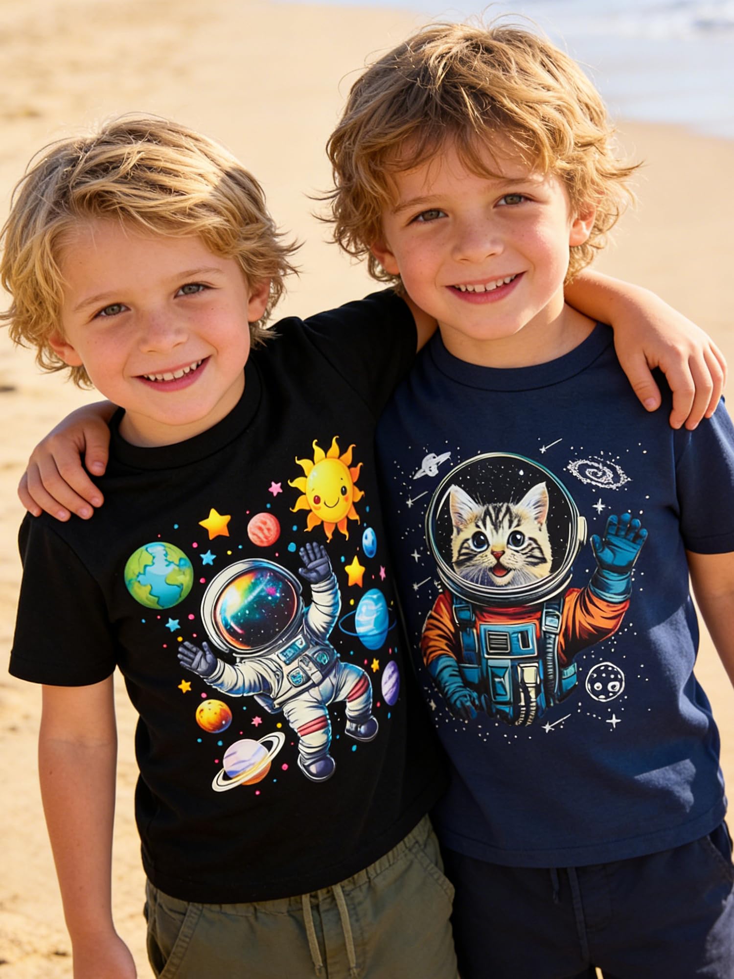 Lanbubble Toddler Boys T-Shirts, 2-Pack Dinosaur Graphic Short Sleeve Cotton Tees, Sizes 2T-6T