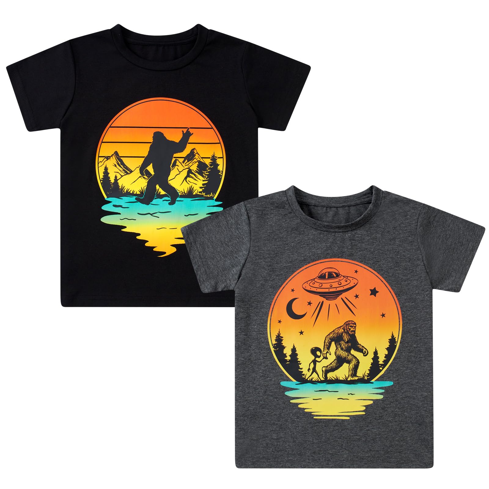 Lanbubble Toddler Boys T-Shirts, 2-Pack Dinosaur Graphic Short Sleeve Cotton Tees, Sizes 2T-6T