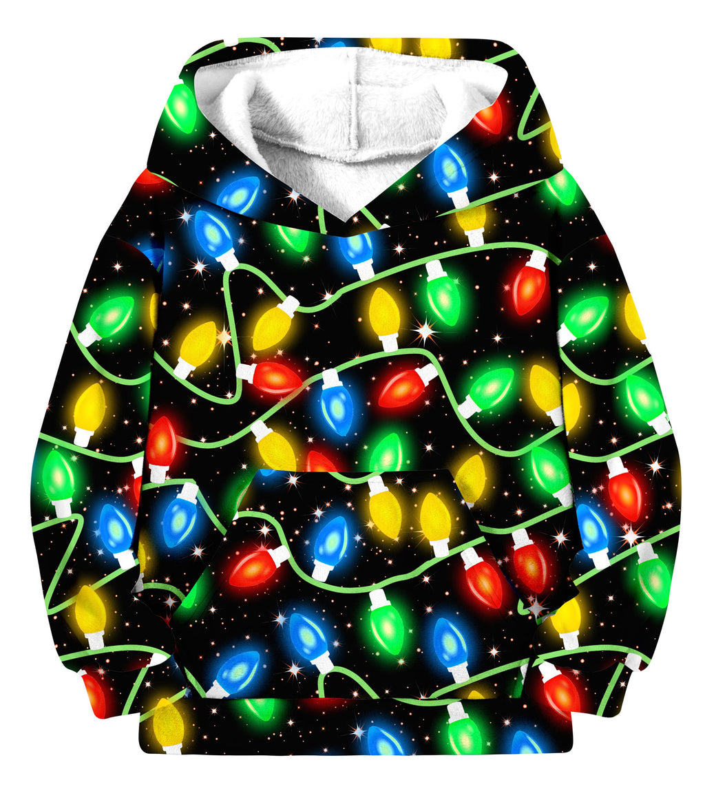 Lanbubble Boys Fleece Lined Christmas Hoodie, Graphic Pullover Sweatshirt with Kangaroo Pocket for Kids 8-14 Y