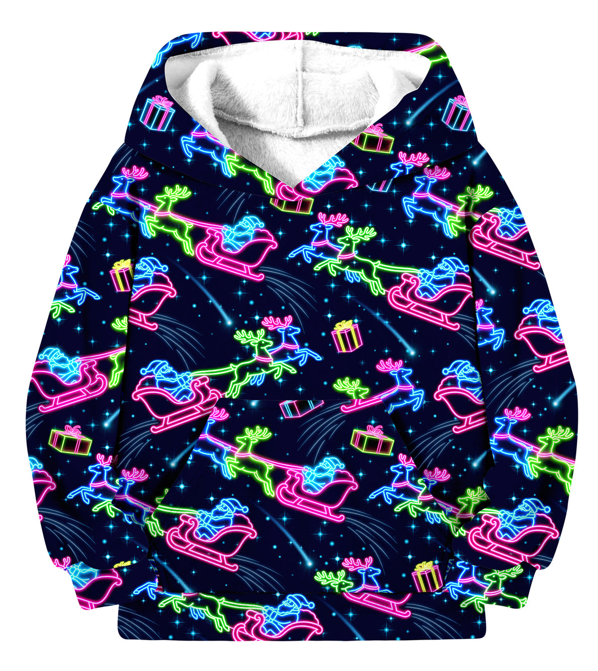 Lanbubble Boys Fleece Lined Christmas Hoodie, Graphic Pullover Sweatshirt with Kangaroo Pocket for Kids 8-14 Y