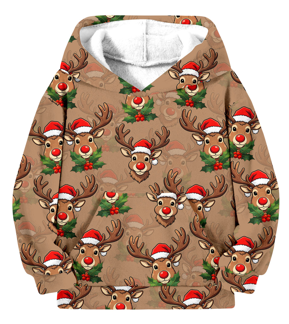 Lanbubble Boys Fleece Lined Christmas Hoodie, Graphic Pullover Sweatshirt with Kangaroo Pocket for Kids 8-14 Y